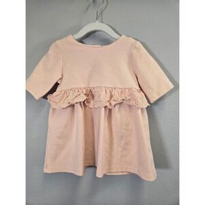 Tahari Pink Ruffle Eyelet Lace Short Sleeve Jersey Dress 4T